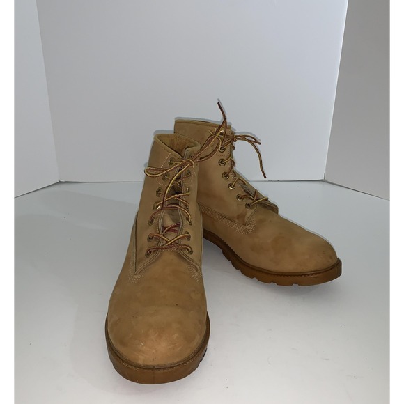 Vintage Timberland Boots Mens 12 Beige Leather Combat Ankle Work Made USA 10066 main image 4